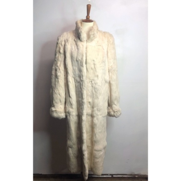 Vintage Jackets & Blazers - Vintage 100% genuine rabbit fur long jacket coat